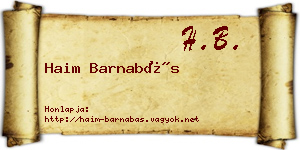 Haim Barnabás névjegykártya