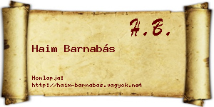 Haim Barnabás névjegykártya